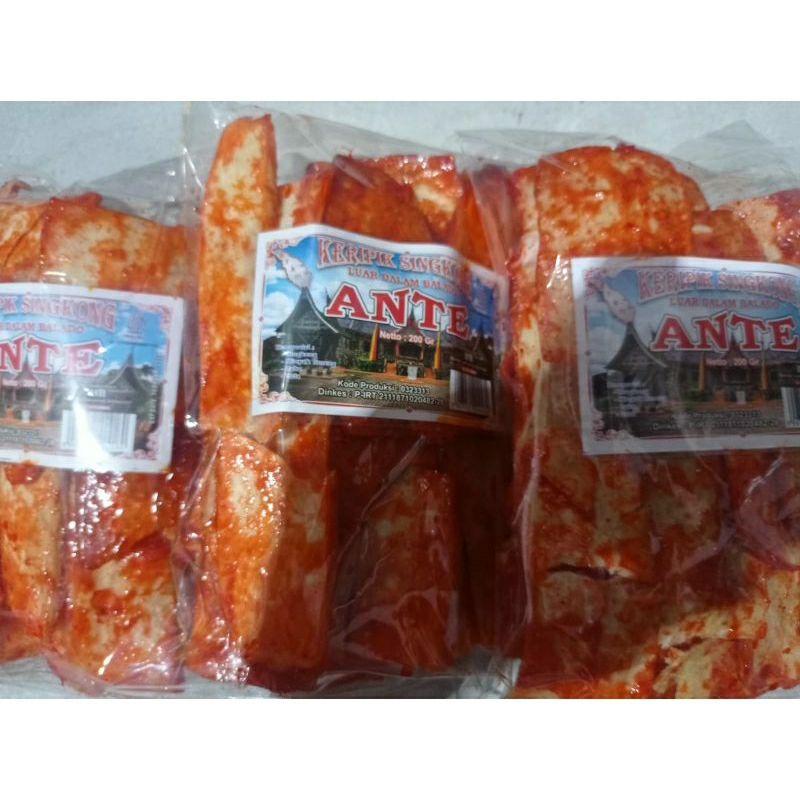 

kripik singkong balado pedas ANTE Minang 200gr asli exp feb 2024 oleh-oleh lampung free bubble wrap