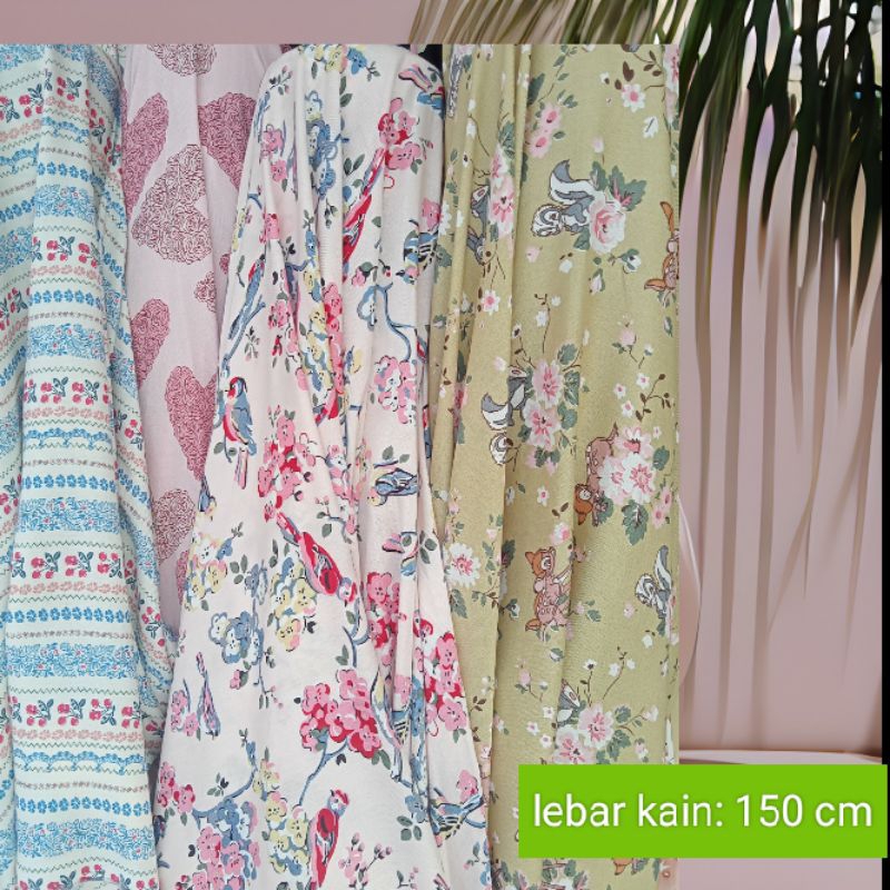 kain rayon viscose premium motif meteran bahan gamis daster piyama mukena