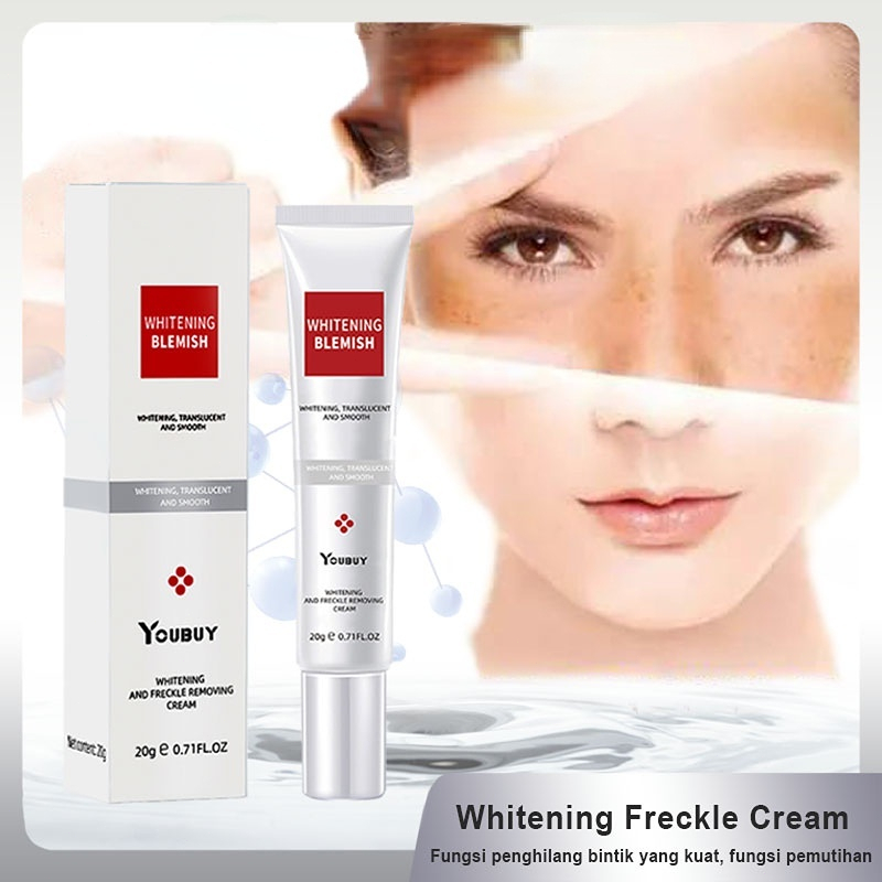 Youbuy Whitening Freckle Cream Krim Pemutih Bintik Wajah Kulit Mencerahkan Remove Dark Spots Anti Freckle Cream Niacinamide Melasma Brighten Cream -20Gr