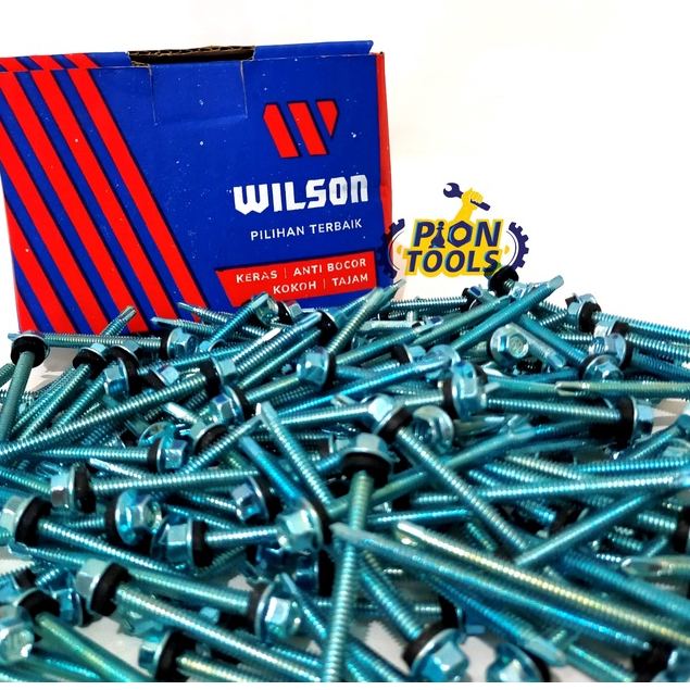 WILSON SDS 12x70 mm PUTIH + Karet Baut Baja Ringan Drilling Sekrup Roofing