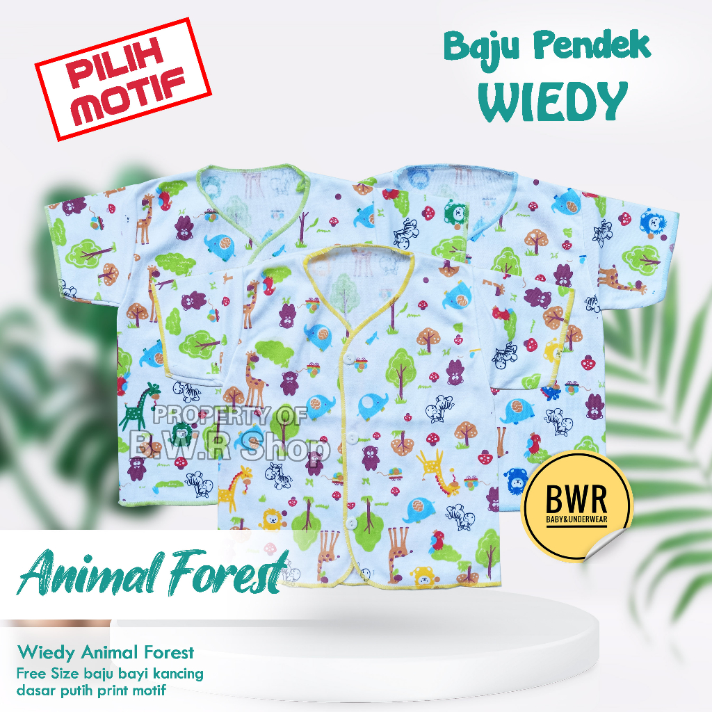 [ 3pc ] Baju Kancing Bayi WIEDY MOTIF   Pendek / Bayi 0-6 Bulan Newborn | Bwr