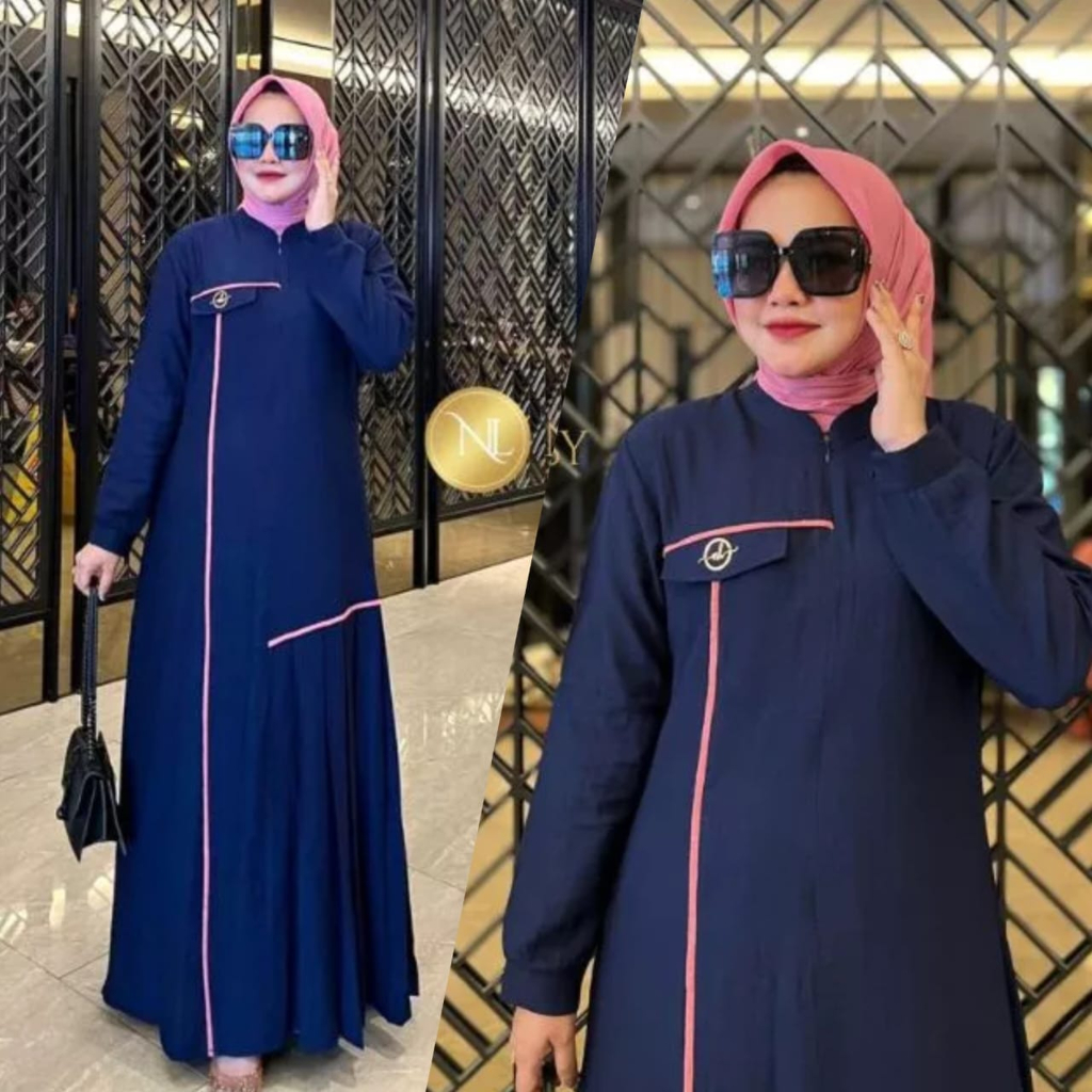 GAMIS DAILY CASUAL - HASYA DRESS BUSUI KOMBINASI LIST BAHAN CRINKLE AIRFLOW SABRINA MAXY