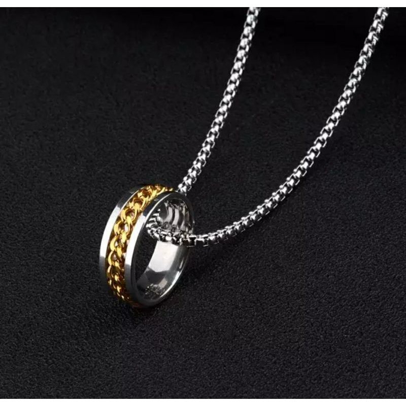 KALUNG TITANIUM PRIA WANITA LIONTIN CINCIN PUNK ANTI KARAT TERBARU