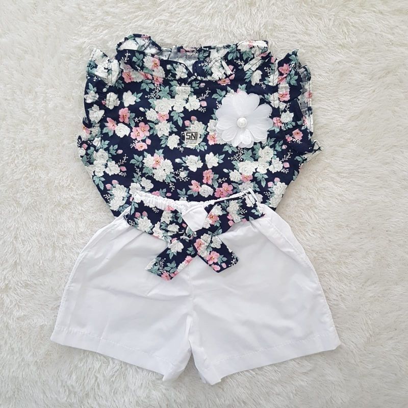 Baju Bayi Flower Bross celana pendek set