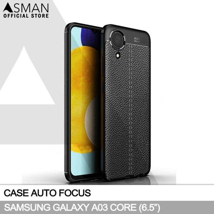 Auto Focus Samsung Galaxy A03 Core (6.5&quot;) | Soft Case Leather Premium - Hitam