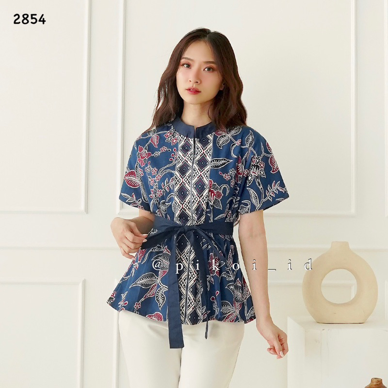 Atasan batik murah / blouse batik lengan pendek / blouse batik ikat cantik / blouse batik kanto 2854