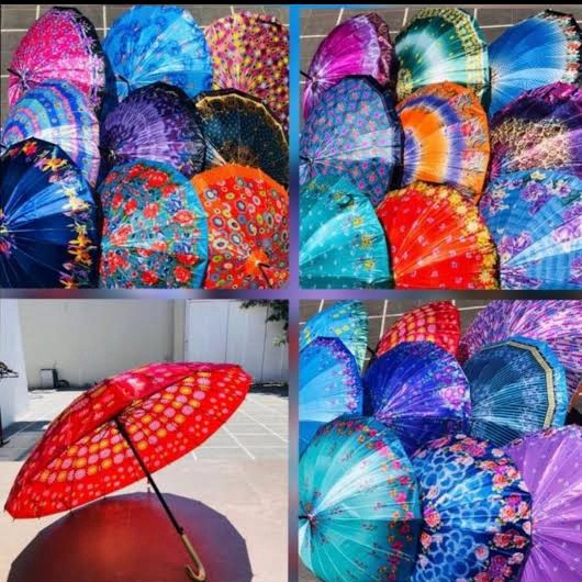 PAYUNG SATIN/SATEN PAYUNG 16 JARI MOTIF (RANDOM) BUNGA BUNGA CAP nagako