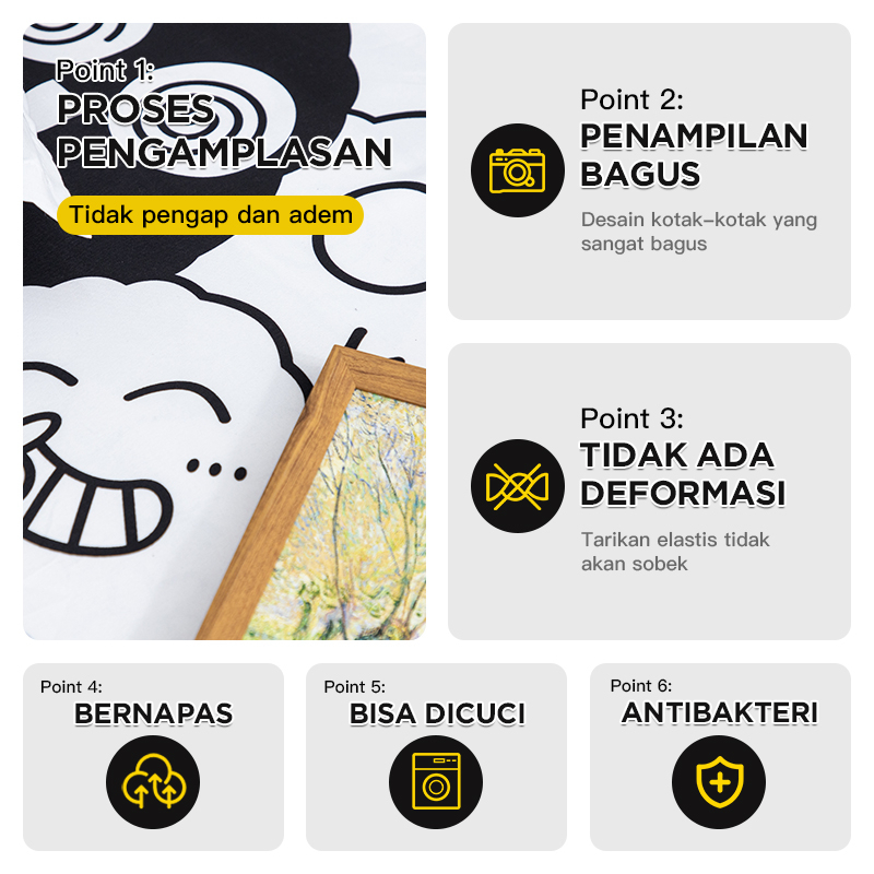 Sprei Set Aesthetic Motif Kombinasi Seprai Kotak Size 180x200cm Include Sarung Bantal