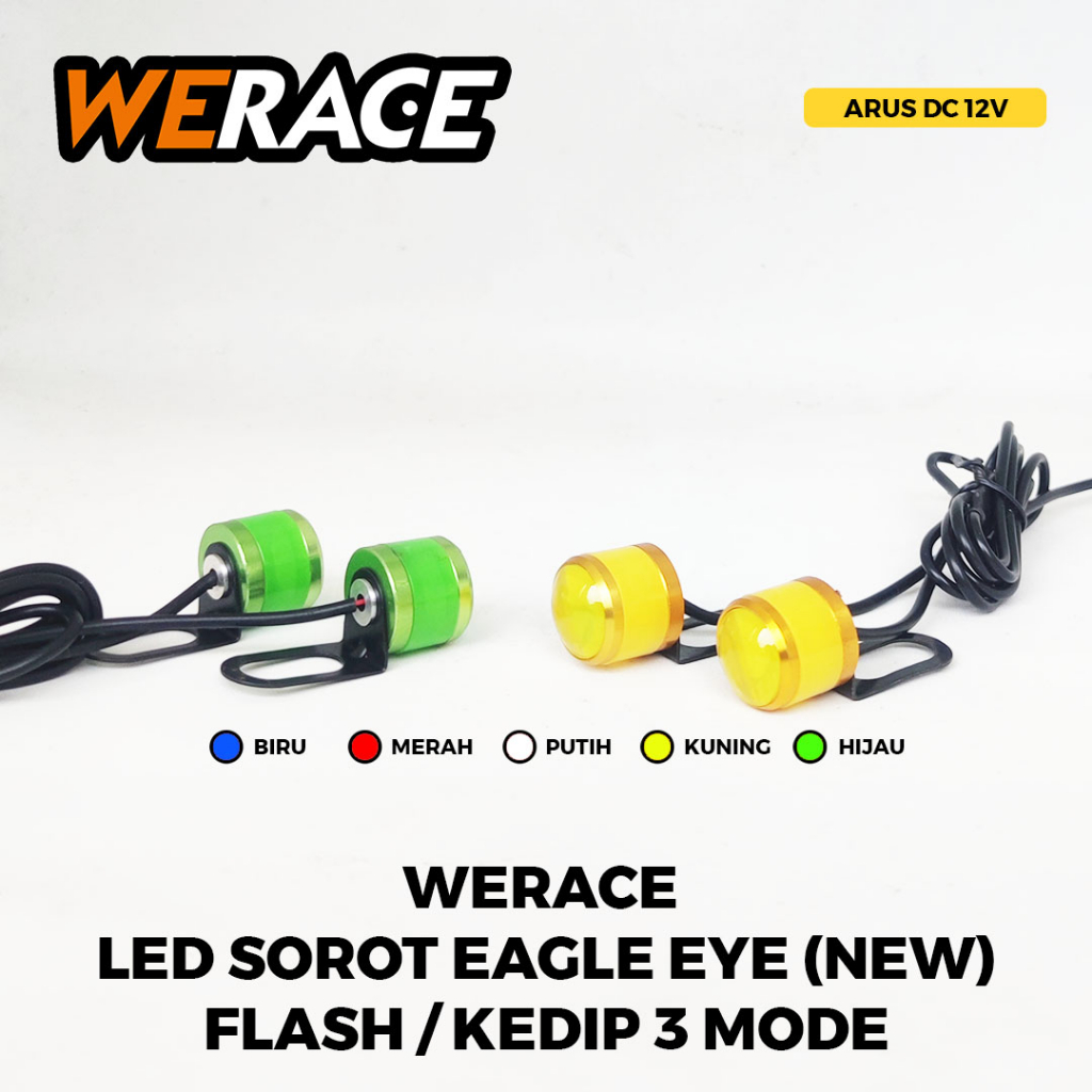 [WERACE] LAMPU LED SOROT EAGLE EYE / MATA ELANG (NEW) FLASHING (HARGA 1 SET, ISI 2 PCS) 3 MODE