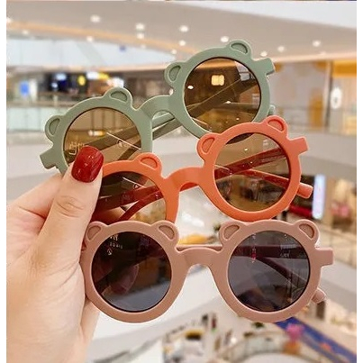 Kacamata bulat bear Fashion Anak Sunglases korea