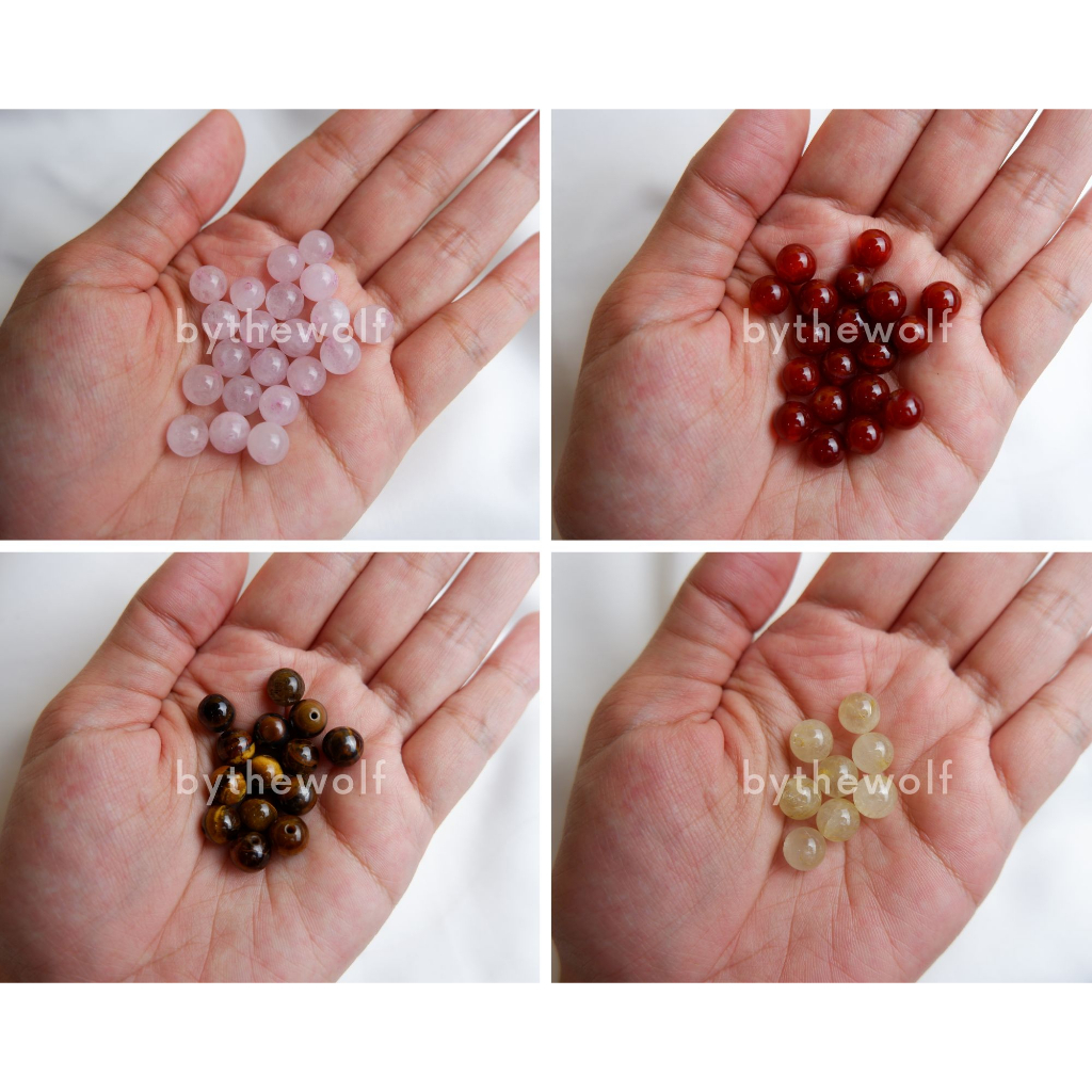 Manik-Manik Batu Alam 8 mm Bulat Beads - per pcs