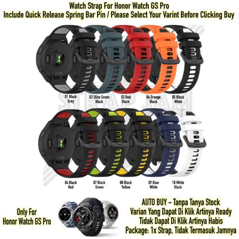 TTC 22mm Tali Jam Honor Watch GS Pro - Strap Olahraga Silikon Sporty Two Tone Quick Release