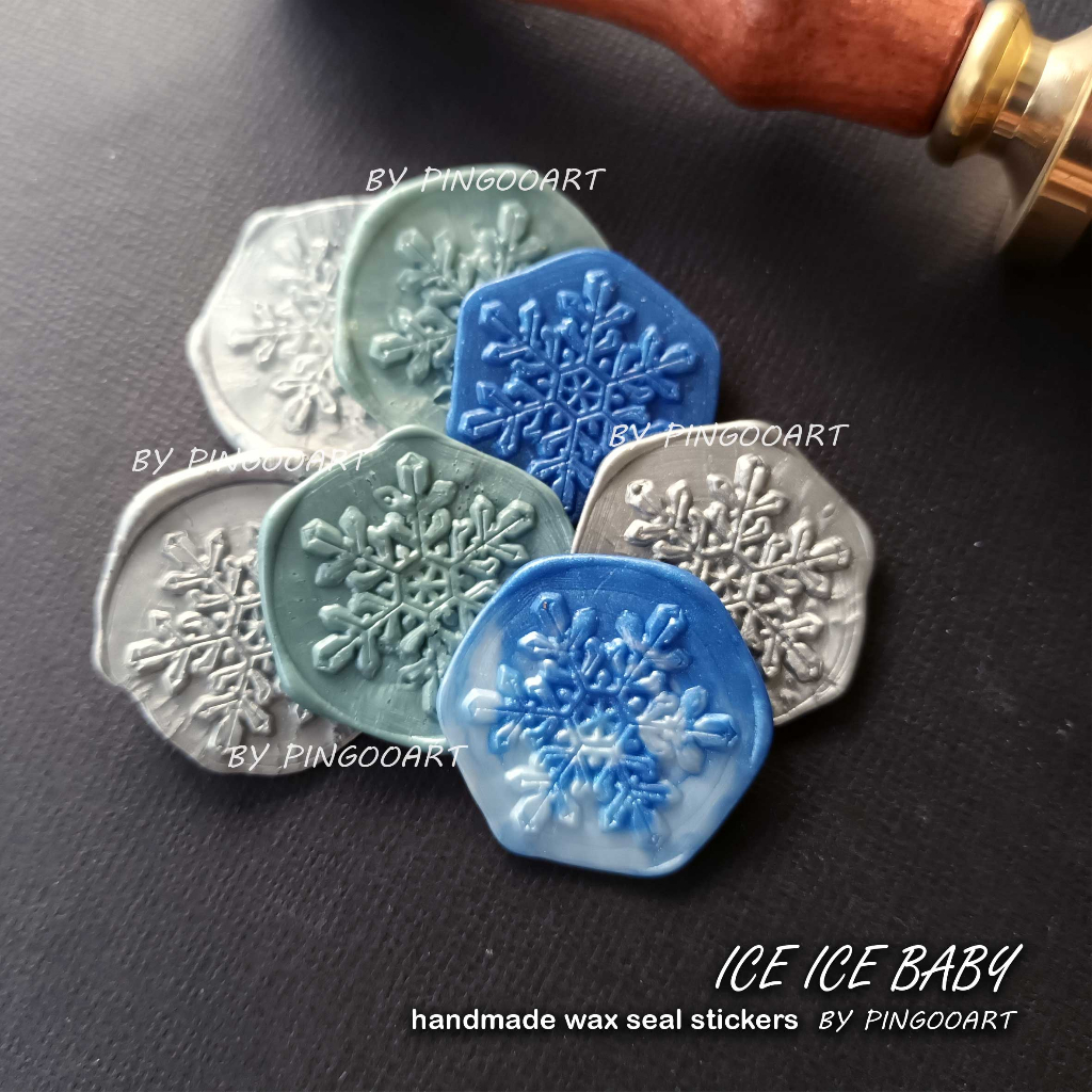 

ICE ICE BABY - Snowflake Handmade Wax Seal Stickers by Pingooartshop