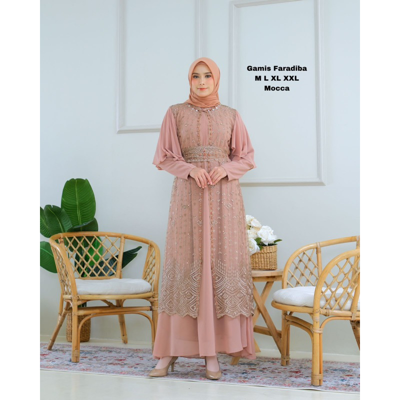 Permata Olshop / Gamis Faradiba Modern Jn / Kebaya Gamis Payet Mewah / Gamis Outer Modern Lepas Pasang / Kebaya Gamis Cardigan / Kebaya Gamis Busui