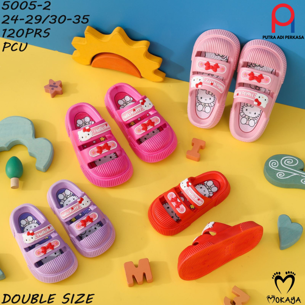 Sandal Karet Jelly Ban 2 Anak Perempuan Motif Hello Kitty Import