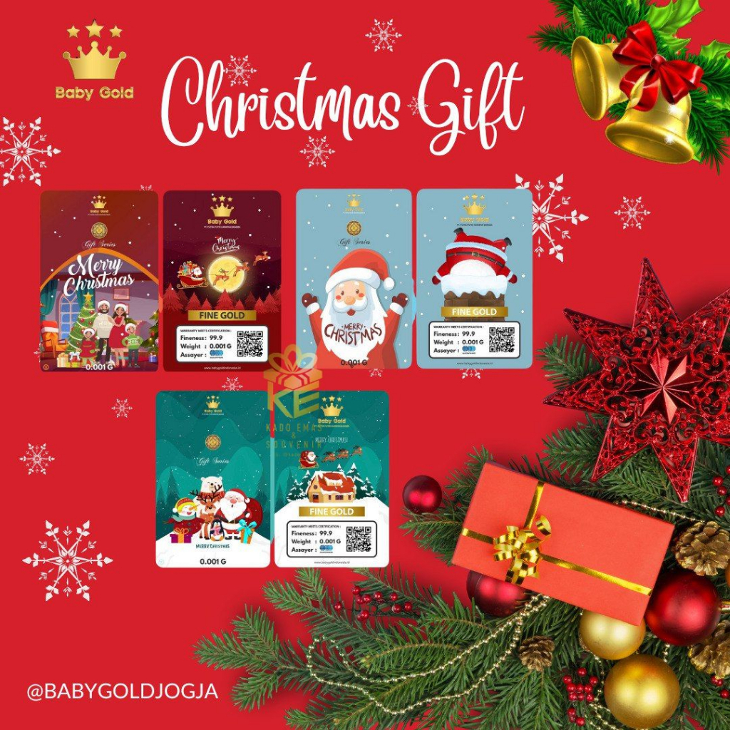 CHRISTMAS SERIES KADO EMAS BABY GOLD GIFT SERIES  0,001 GRAM SOUVENIR EMAS 24KARAT HARI NATAL