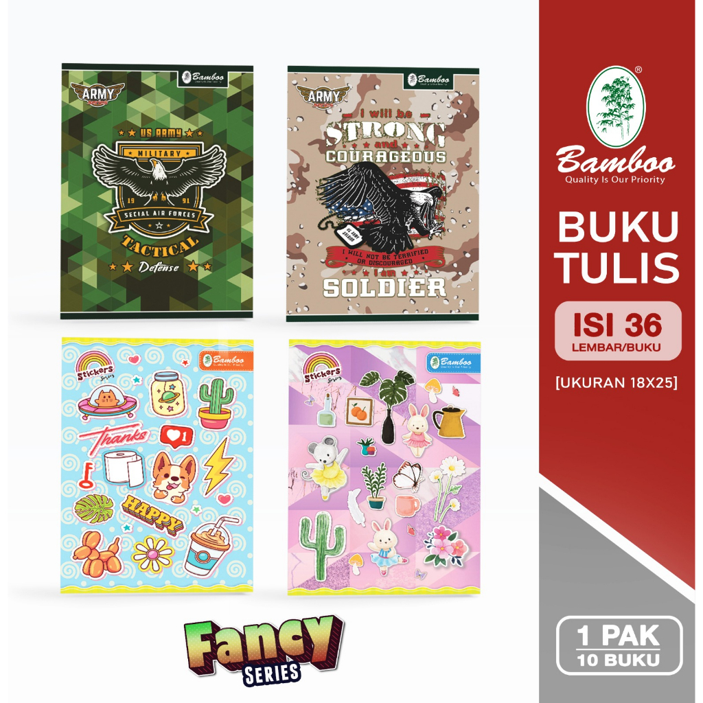 

Bamboo Buku Tulis Boxy 36 Fancy Series [ 1 pak/ 10 buku ]