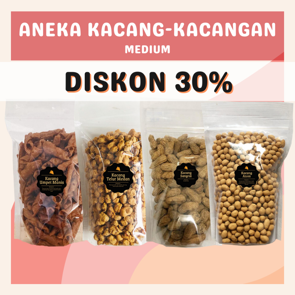 [DELISH SNACKS] Aneka Snack Kacang-Kacangan (M) / Kacang Atom / Kacang Sangrai / Kacang Telur Medan / Kacang Umpet / Cemilan Camilan Asin Gurih