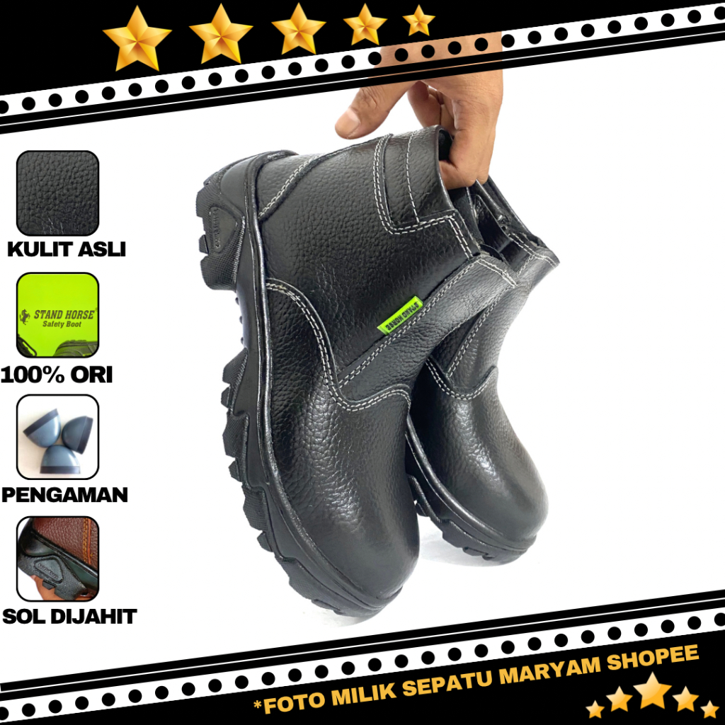 Sepatu Safety Pria Safety Boots Kulit Asli Septi Ujung Besi Sepatu Septy Sefty Cowok Safety Kitchen