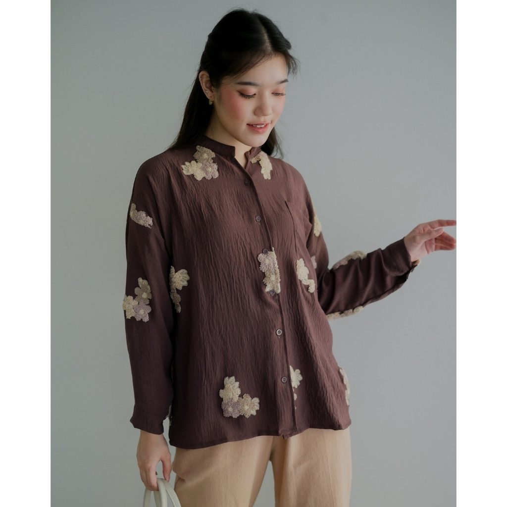 Myrubylicious QUANZA SHIRT KODE CD 2502 | SHIRT | KEMEJA WANITA | KEMEJA LENGAN PANJANG | KEMEJA MOTIF BUNGA