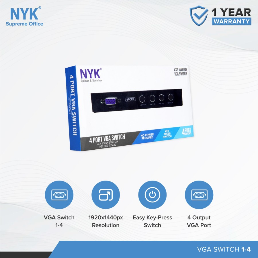VGA Switch 4 Port NYK Splitter &amp; Switches
