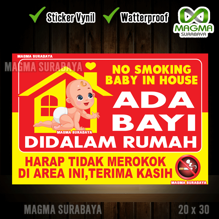 

Stiker Ada bayi di dalam rumah dilarang merokok - No smoking baby in house