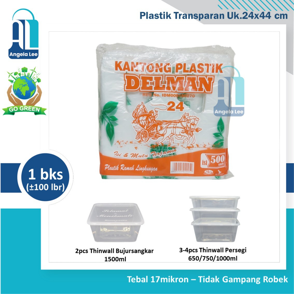 Kantong Plastik TRANSPARAN Belanja Ramah Lingkungan Delman 500gr