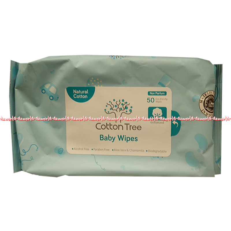 Cotton Tree Baby Wipes Aloe Vera &amp; Chamomile 50lembar Non Parfum dan Parfum Tissu Basah Untuk Bayi Tissue Tisu Cottontree