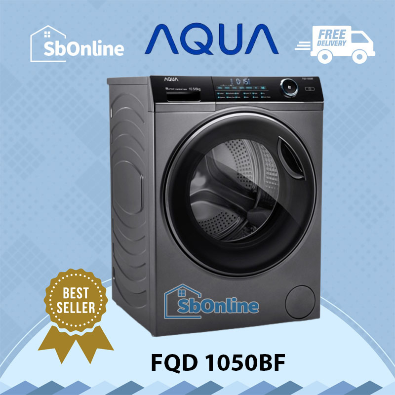 Mesin Cuci Dryer AQUA Inverter 10.5kg FQD 1050BF | Front load 6kg 2in1