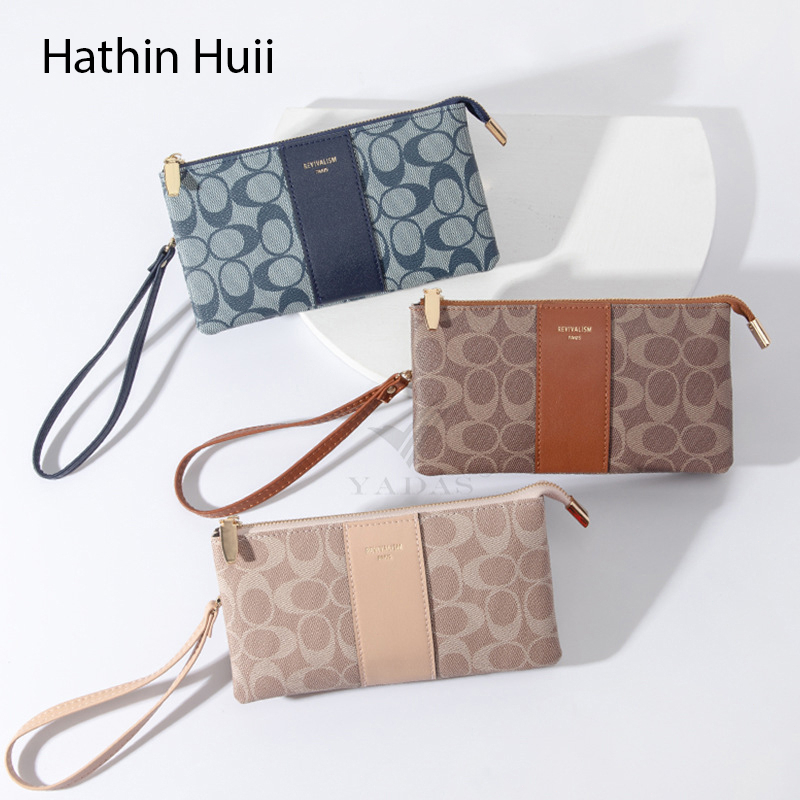 Hathin muii - Dompet panjang ritsleting besar impor fashion KoreaDompetWanita Bahan EmbosHandbag dan Waterproof