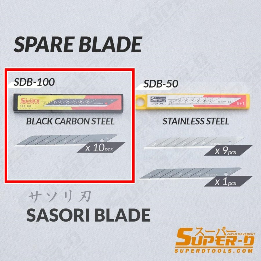 

SUPER-D Japan SDB-100 Black Carbon Cutter Spare Blade Isi Kater Tube