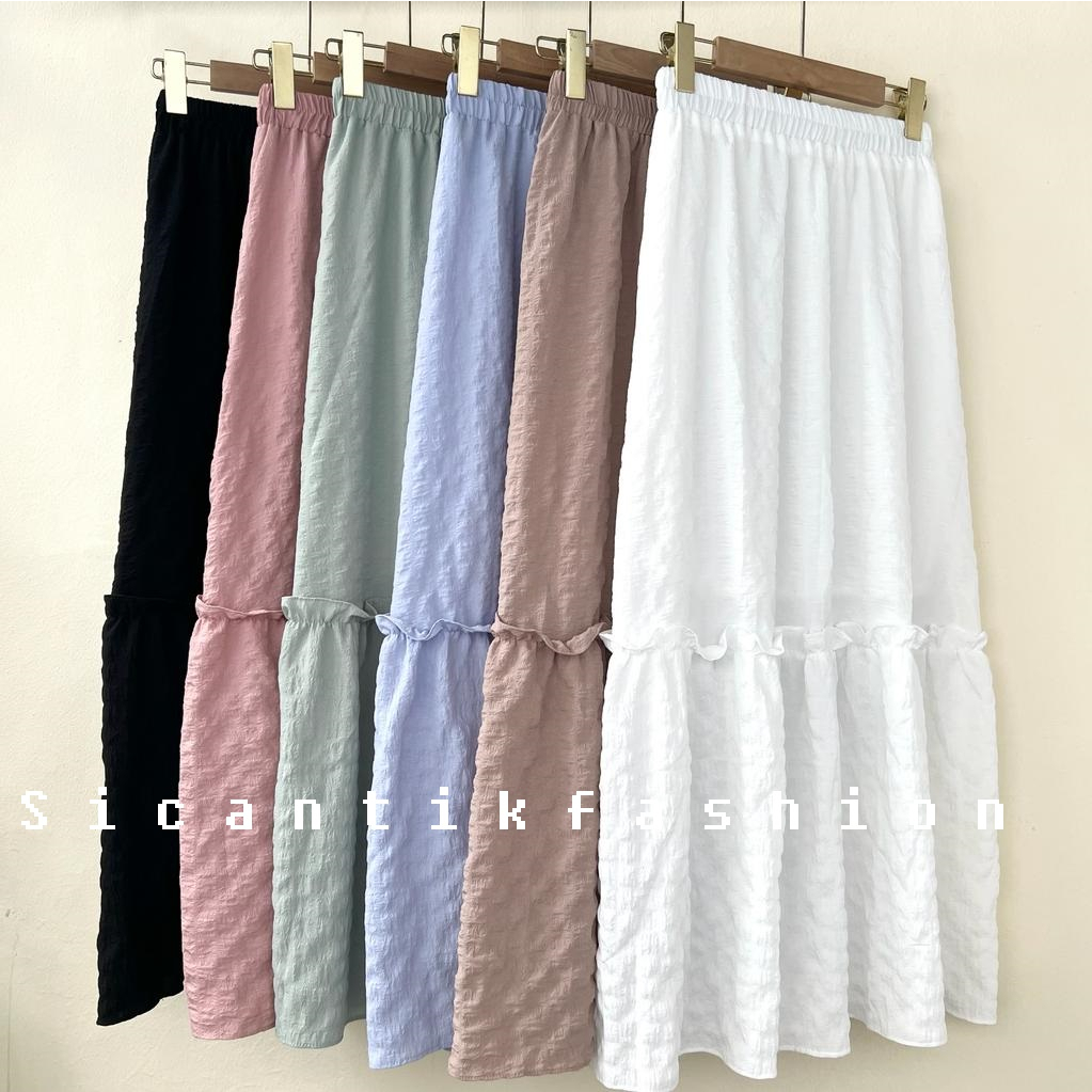 Rok Polos Wanita Crinkle Import / Skirt Cewek Korean