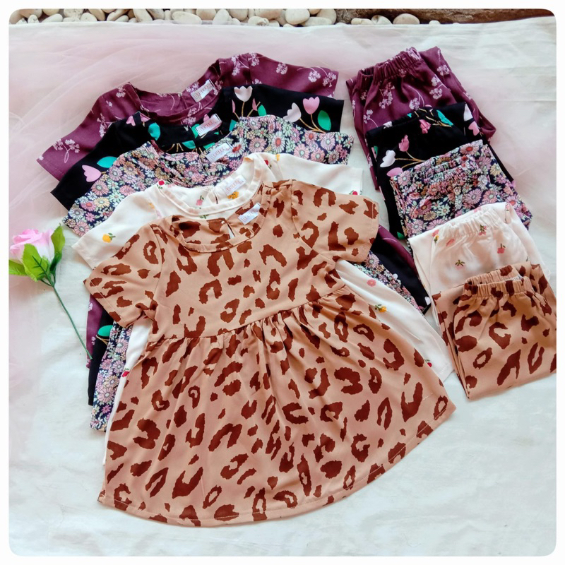 setelan rayon bayi perempuan 6 12 18 36 bulan, Set Selomita  set Anak Cewek 1-3 Tahun