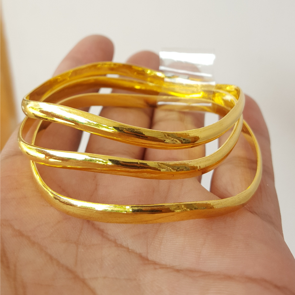 Gelang Keroncong Gelombang Lapis Emas