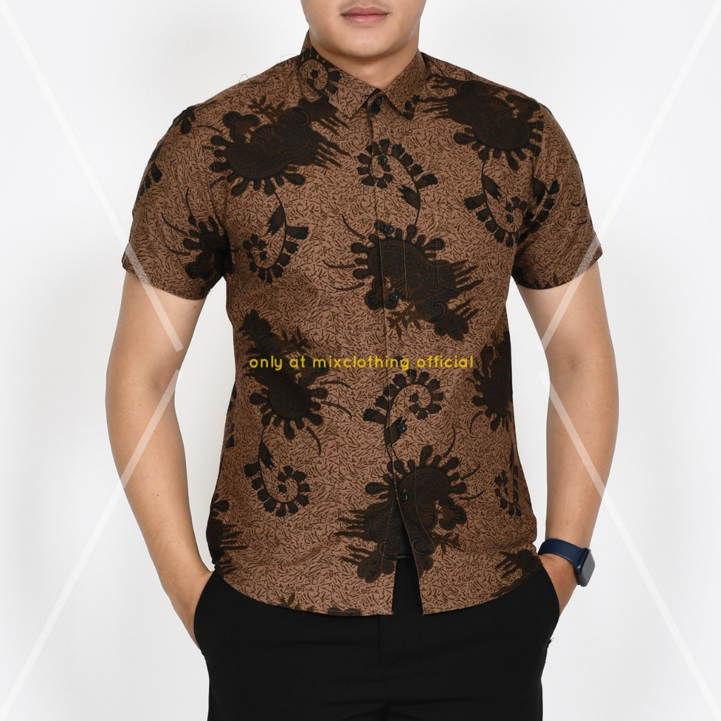 Baju Batik Pria Slimfit Kemeja Lengan Pendek Slim Premium Kode 2106