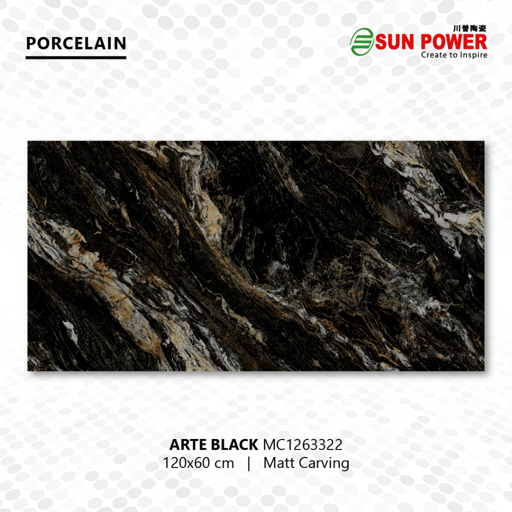Granit Lantai Matt Carving - Arte Black 120x60 | Sun Power