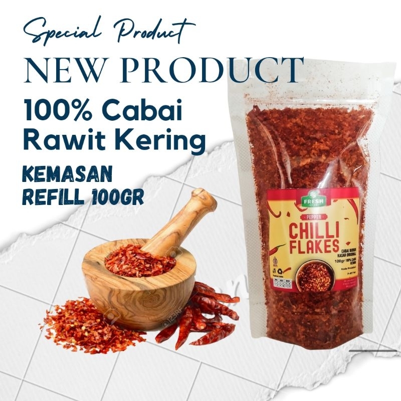 

Cabai Bubuk Kasar Gochugaru Flakes Refill kemasan 100gr 250gr Kualitas Premium Bumbu Original Cabai Rawit Kering Super Pedas