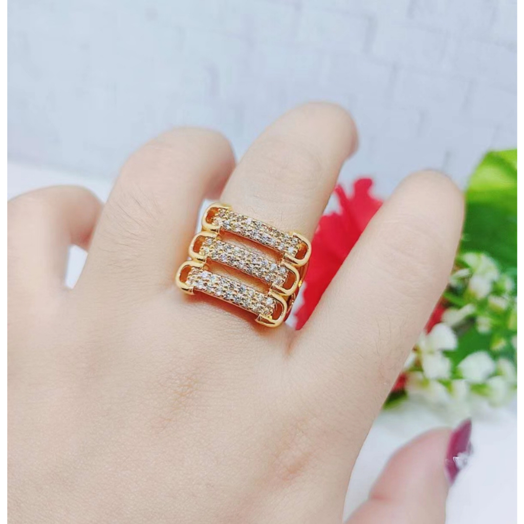 Cincin Xuping Mata Full Laois Emas Perhiasan Fashion R133 134