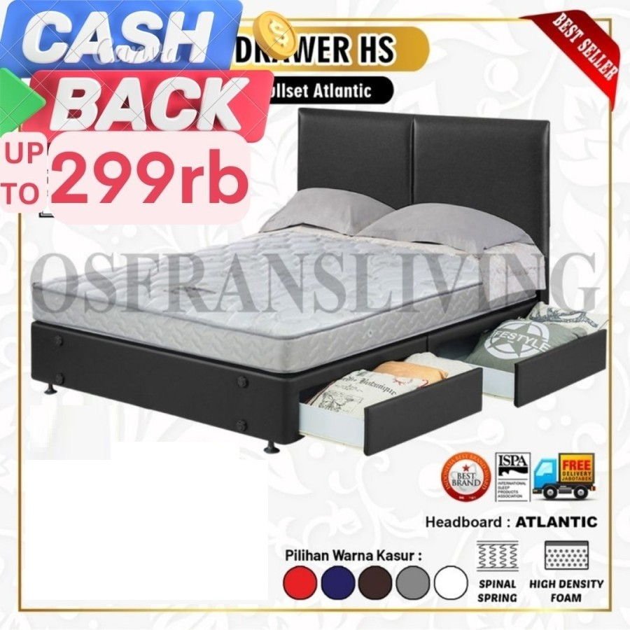 Guhdo New Prima 15 Drawer Laci HS - Fullset Atlantic Style - SPRING BED SET