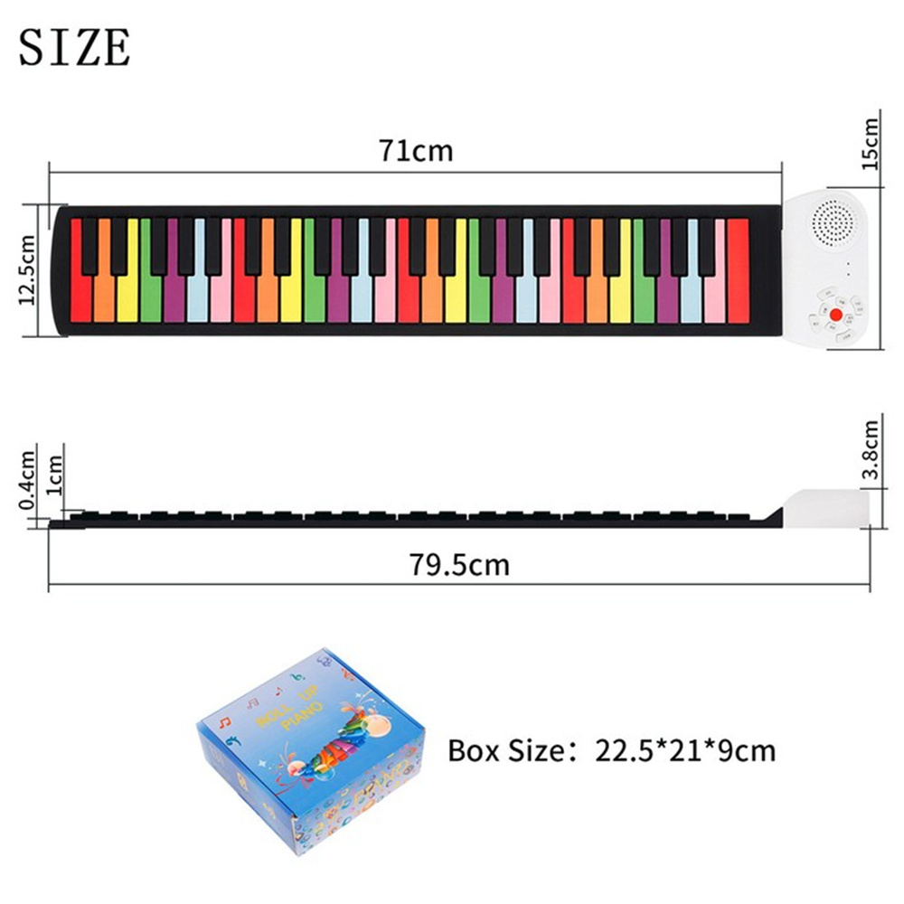 Rixton 49 Key Rainbow Hand Roll Piano Portable Foldable Multi-function USB Electronic Piano Pemula Berlatih Bermain Piano Elektronik