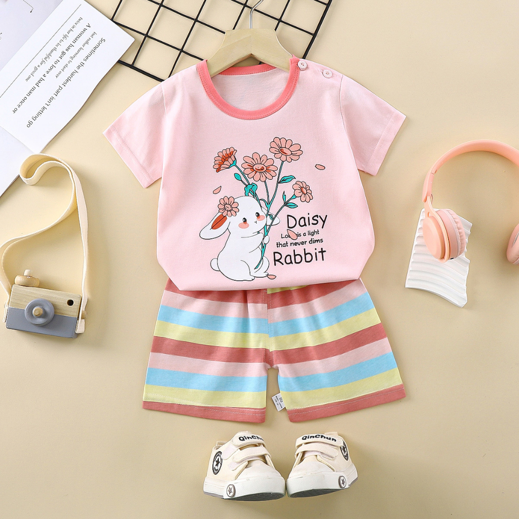 BABY STORE01 - BBA6 SETELAN ANAK 0- 3 TAHUN BAJU SETELAN ANAK PIYAMA TIDUR PENDEK JUMPER ANAK BAYI