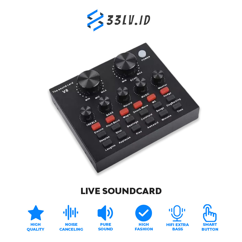 【33LV.ID】Soundcard Bluetooth Live Broadcast Audio USB External V8 Plus