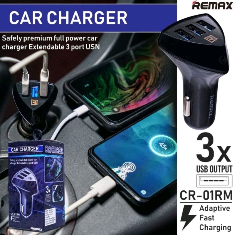 Batok Charger Mobil Remax Aliens 3Usb 4.2A ●