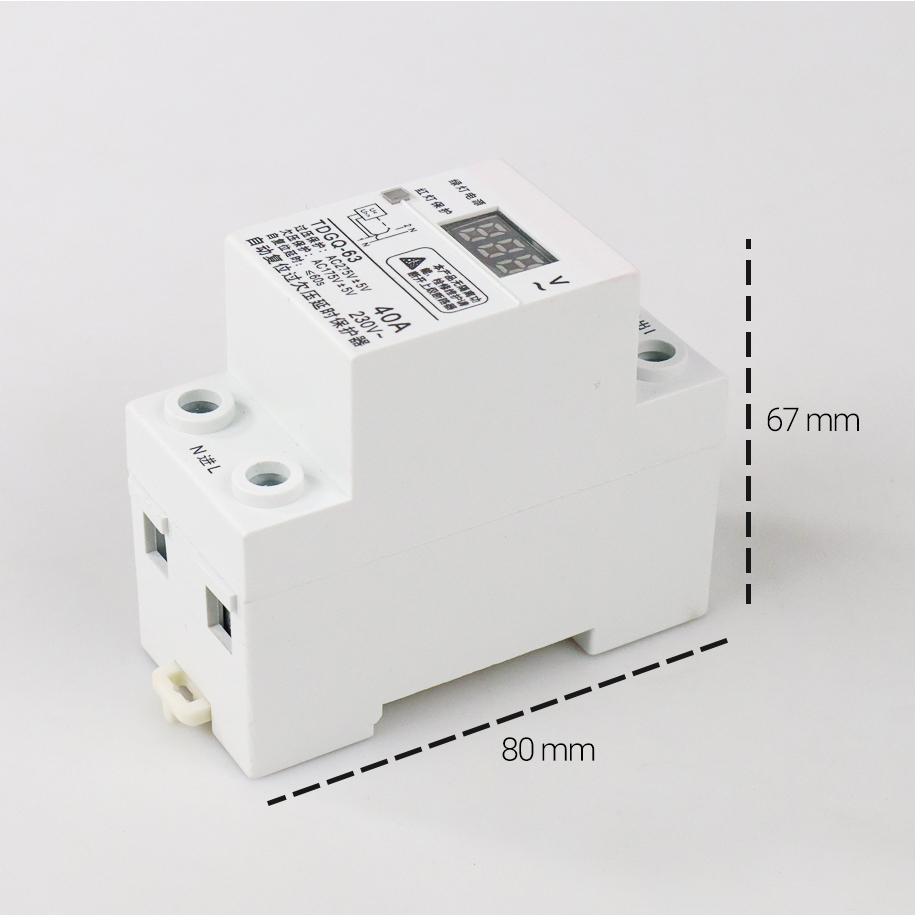 Digital Din Rail Over Under Voltage Protection Self-recoverable 230V 40A - TDGQ-63 - White