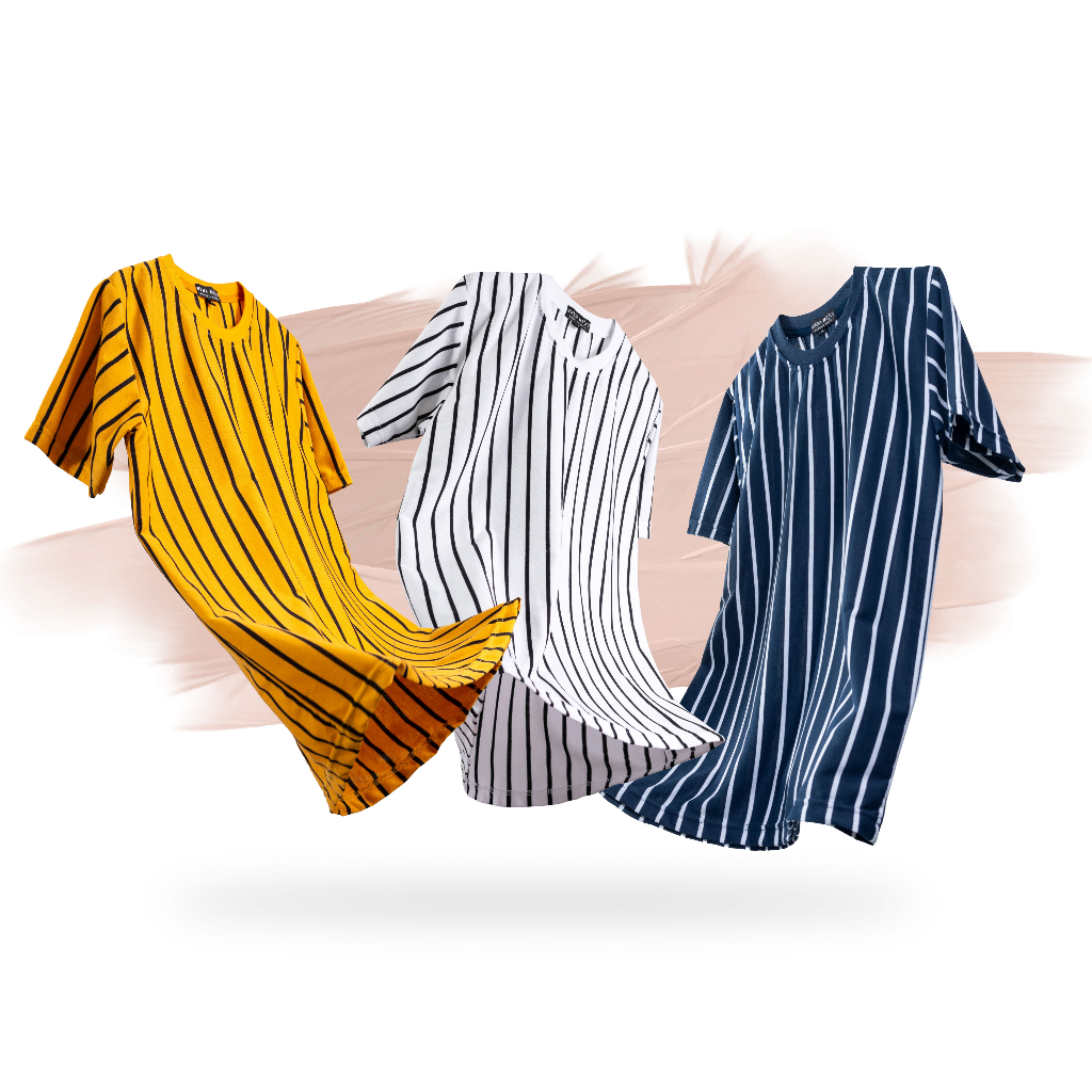 Evernext - Kaos Stripe Salur Pria Wanita Kaos Belang Garis Vertikal Kaos Distro Premium Unisex M L X