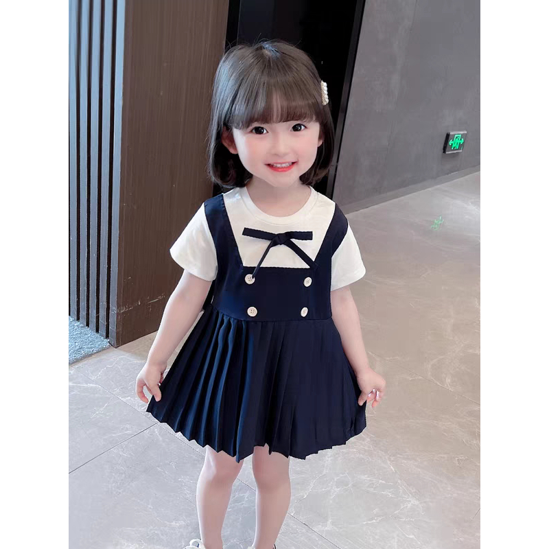 Bayi - 2 Tahun - Dress Anak Meilin Korea Style | Dress Premium Kualitas Import Baju Anak Perempuan Gaya Korean Dres Lengan Pendek Babycinnamon