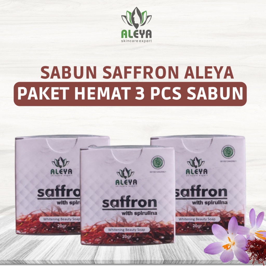 PAKET HEMAT 3 PCS Sabun Saffron Aleya Original 100% Asli BPOM Sabun Pemutih Wajah
