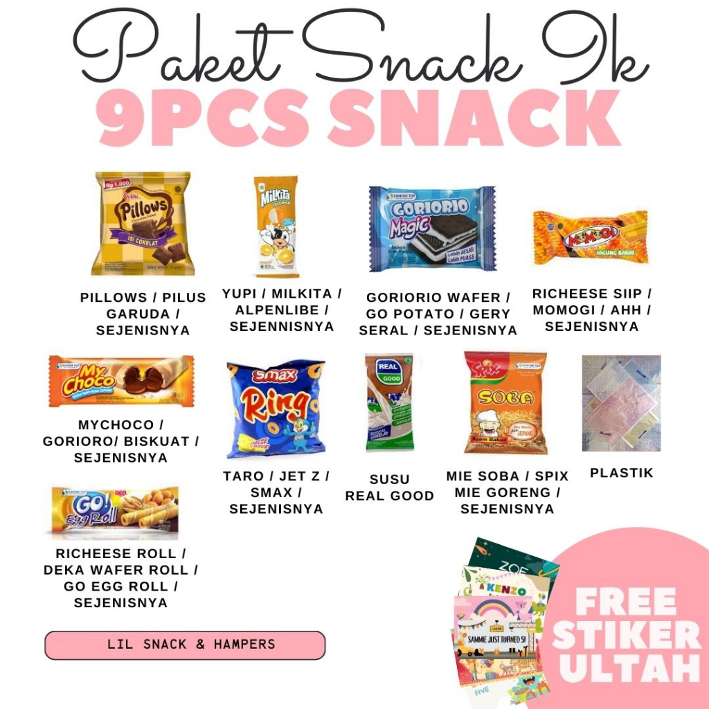 

LILSNACK - Paket Hampers Snack Goodie Bag Ulang Tahun Anak Murah - Paket Snack 9 Ribu