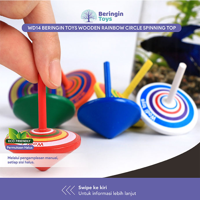 Beringin Toys - Wooden Rainbow Circle Spinning Top / Mainan Edukasi Gasing Kayu Putar Anak