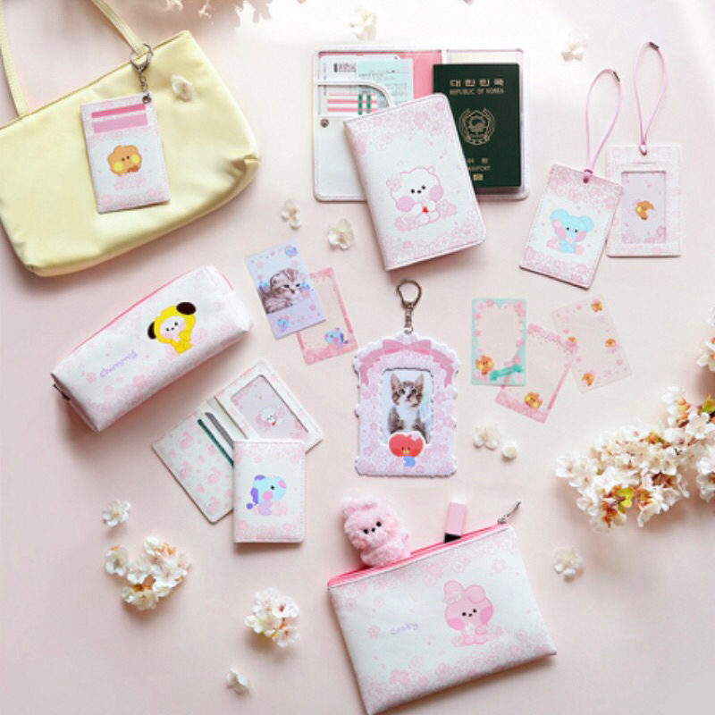 BT21 SPRING CHERRY BLOSSOM MININI BT21 PASSPORT CASE CARD HOLDER DOMPET KARTU PHOTOCARD HOLDER GANTU